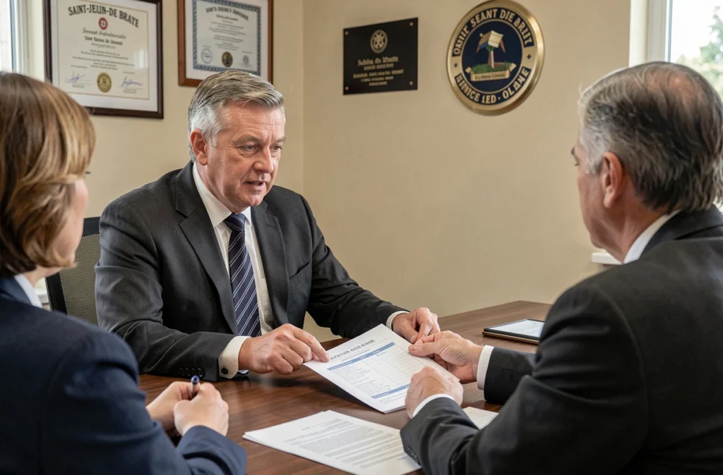 Patrick Alcaniz, courtier en assurance à Saint-Jean-de-Braye dans le Loiret, en consultation avec des clients