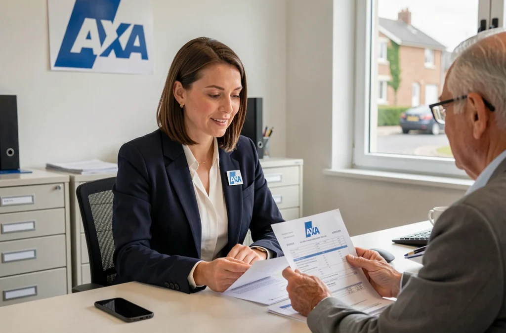 Agent général AXA Assurance Preaud Parmentier à Saint-Jean-de-la-Ruelle dans le Loiret en entretien avec un client pour un renouvellement de contrat