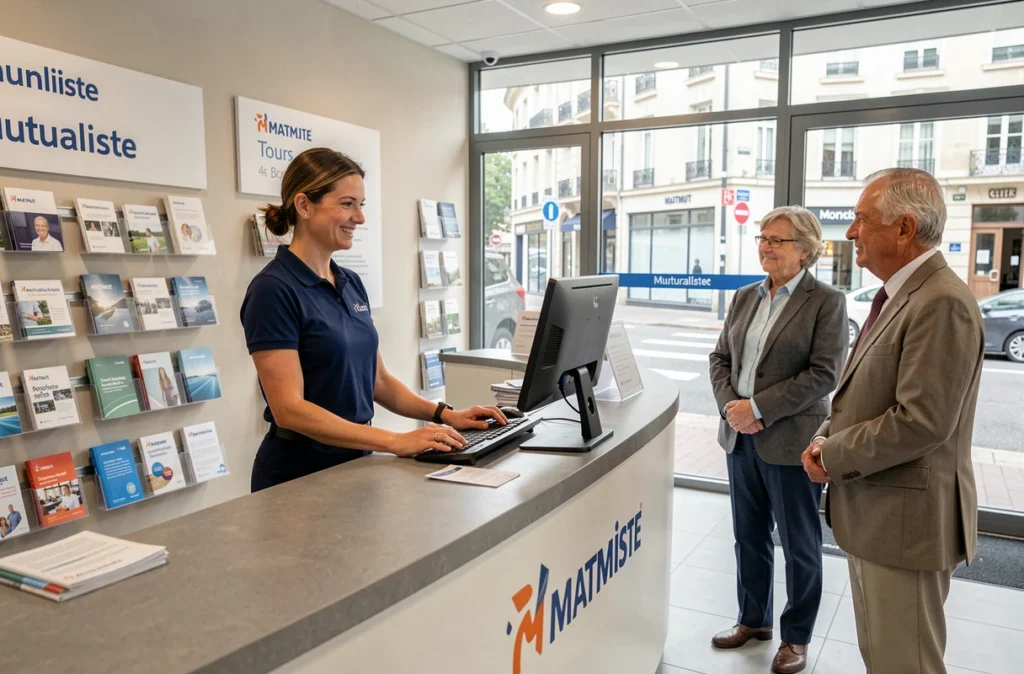 Conseillère MATMUT en agence mutualiste à Tours en Indre-et-Loire assistant des clients à l'accueil